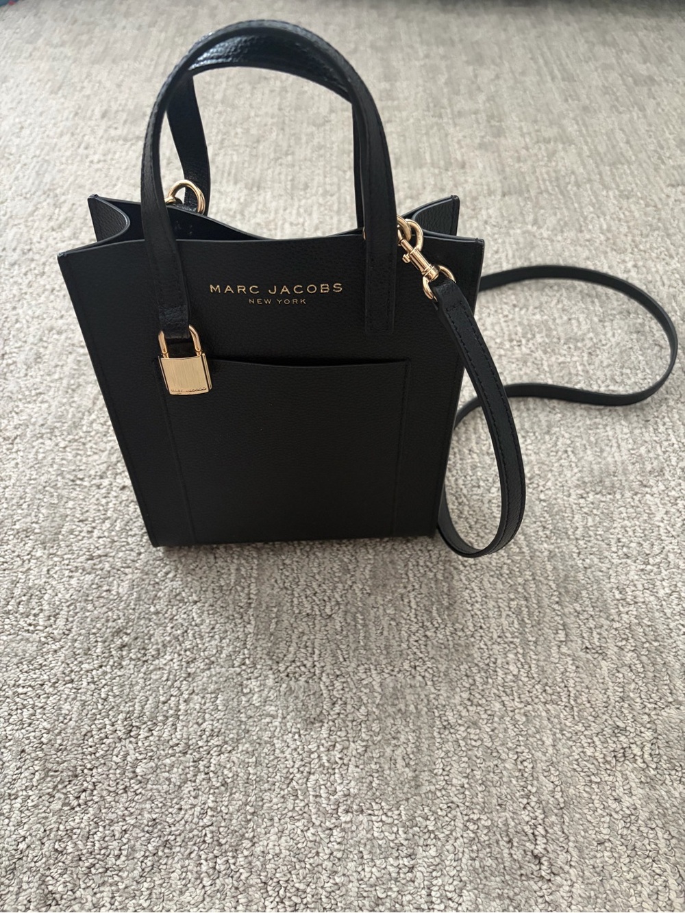 Marc Jacobs Black Mini Tote with Gold Hardware